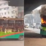 ঢাকায় পার্কিং করা বাসে আগুন