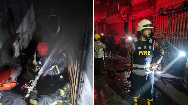 চকবাজারের মার্কেটের আগুন ১২ ঘণ্টা পর নিয়ন্ত্রণে, ফায়ার সার্ভিসের ৪ কর্মী অসুস্থ