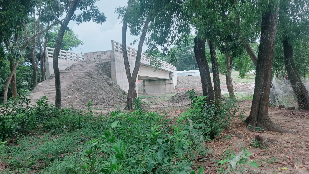 খাল নেই, রাস্তা নেই—আড়াই কোটি টাকা ব্যয়ে নির্মাণ হচ্ছে সেতু