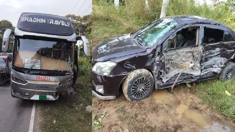 চকরিয়ায় বাস-প্রাইভেটকার মুখোমুখি সং\ঘ\র্ষে নি'হ'ত ২, আ'হত ২