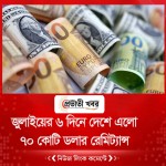 জুলাইয়ের প্রথম ৬ দিনে দেশে এলো ৭০ কোটি ডলার রেমিট্যান্স