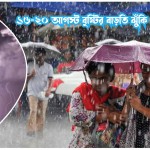 ১৬–২০ আগস্ট বৃষ্টির বাড়তি ঝুঁকি